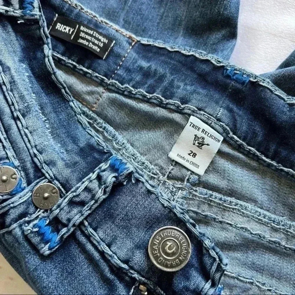 True Religion Men Ricky Straight Flap Super T Relaxed Cut Off Denim shor… - Picture 12 of 15